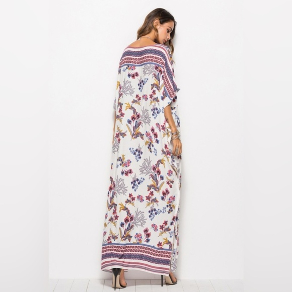 Floral V-Neck Dolman Sleeve Dress